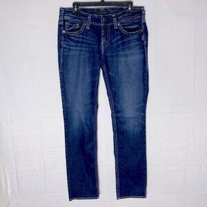 Silver Jeans Dark Wash Mid Rise Suki Straight Leg Jeans 30